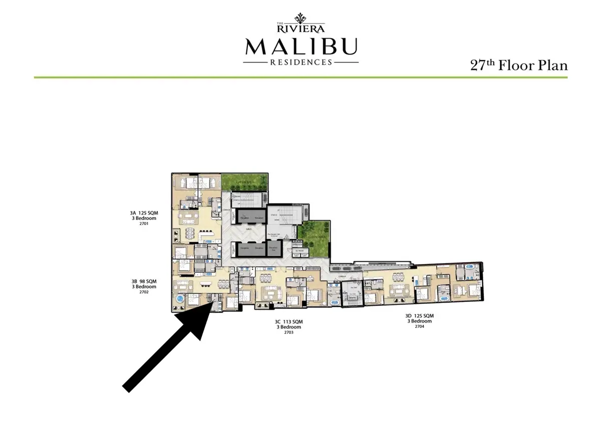 The Riviera Malibu Residences 3 BR Condo for sale - Condominium -  - 